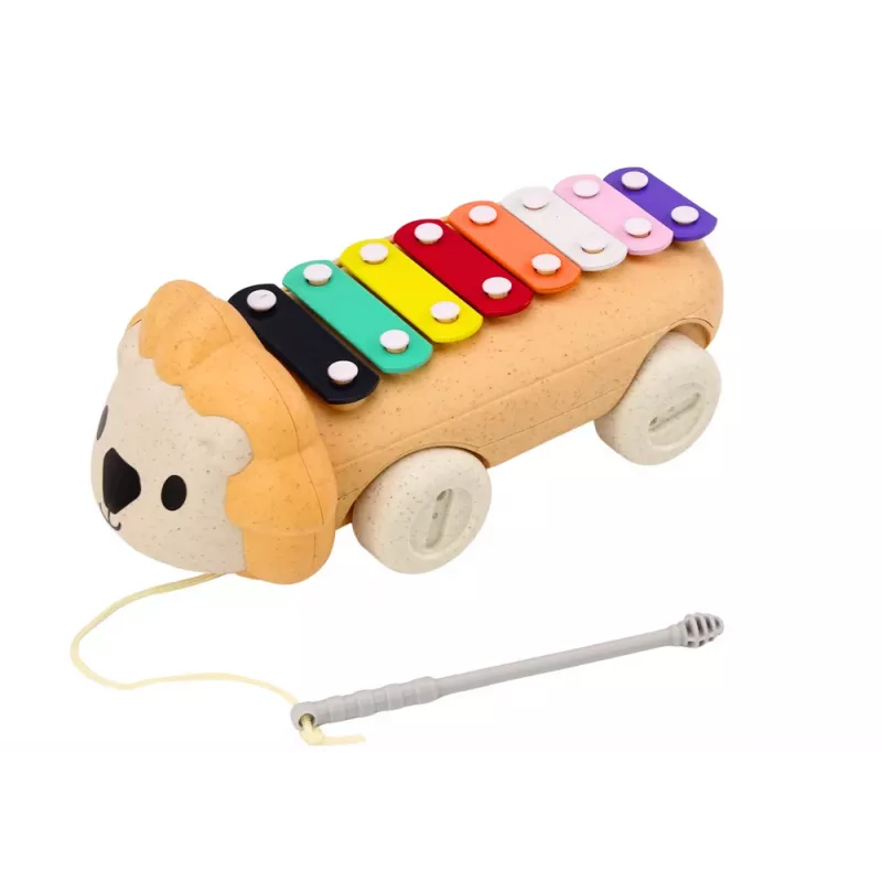 LEAN TOYS Lauvas šķīvji uz riteņiem velkamais mūzikas rotaļlieta mazuļiem, krāsains izglītojošs instruments