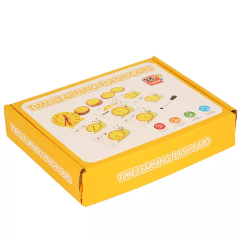 LEAN TOYS Izglītojošs pulksteņa mācību komplekts ar sauso dzēšamo marķieri un aktivitāšu kartītēm
