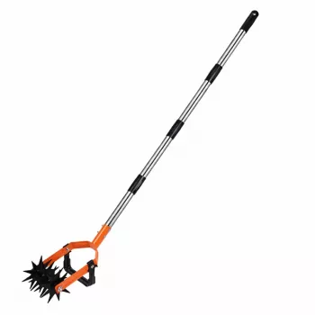 LEAN TOYS rotējošais dārza ravētājs ar teleskopisku rokturi, 5 zvaigžņu zariņi, regulējams 90-150 cm, zaļš/melns