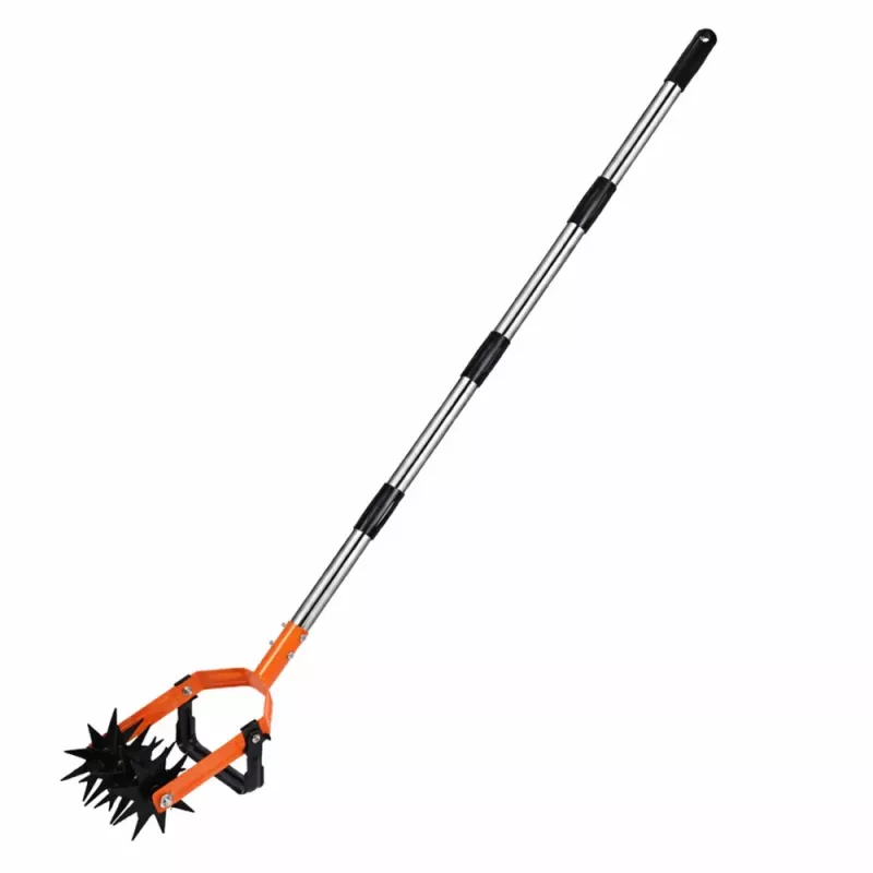 LEAN TOYS rotējošais dārza ravētājs ar teleskopisku rokturi, 5 zvaigžņu zariņi, regulējams 90-150 cm, zaļš/melns