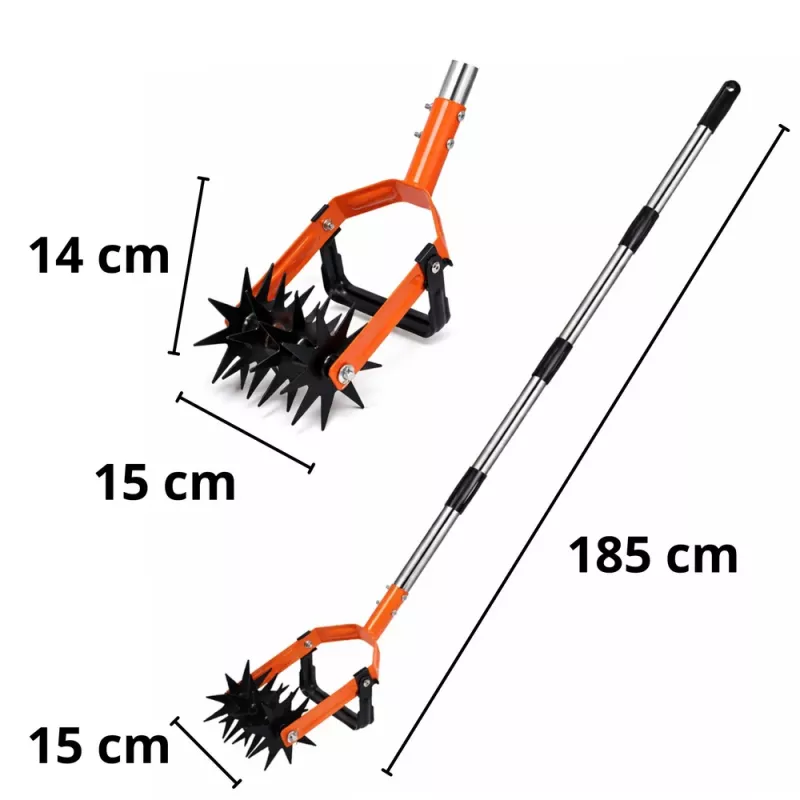 LEAN TOYS rotējošais dārza ravētājs ar teleskopisku rokturi, 5 zvaigžņu zariņi, regulējams 90-150 cm, zaļš/melns