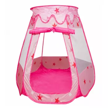 LEAN TOYS Bērnu rotaļu telts, sausais baseins, bumbiņu baseins, dārza istaba, zvaigznes, rozā