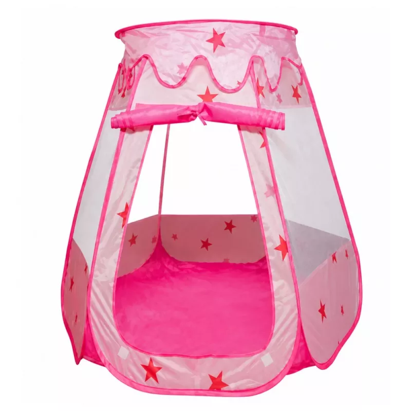 LEAN TOYS Bērnu rotaļu telts, sausais baseins, bumbiņu baseins, dārza istaba, zvaigznes, rozā