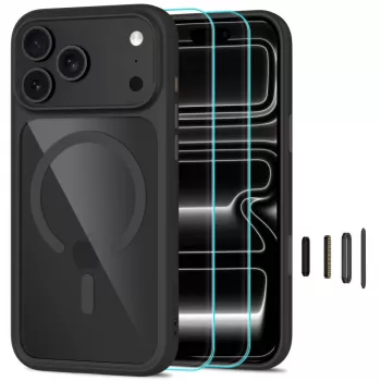 TECH-PROTECT MAGONE MagSafe vāciņš un stikls 2 komplektā iPhone 17 Pro Max / 18 Pro Max - melns/caurspīdīgs