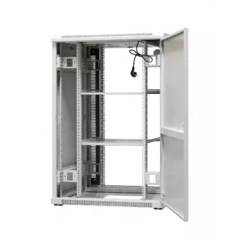 EmiterNet Top 24U brīvi stāvošs statīva skapis, 800x800x1180 mm, stikla priekšējās durvis, melns EM/SH05D-8824