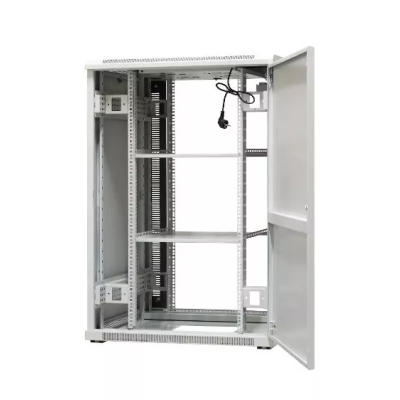 EmiterNet Top 24U brīvi stāvošs statīva skapis, 800x800x1180 mm, stikla priekšējās durvis, melns EM/SH05D-8824
