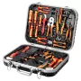 NEO TOOLS 25 daļu elektriķa instrumentu komplekts ar koferi, VDE izolēti rokas instrumenti ar sprieguma testeri, knaibles, skrūvgriežiem un piederumiem izturīgā plastmasas koferī