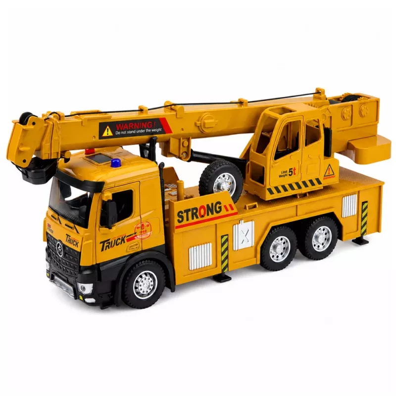 LEAN TOYS 1:12 RC kravas automašīna ar celtni - metāla kabīne, gaismas, skaņas, 2.4GHz 8 kanālu tālvadība