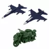 LEAN TOYS militārais komplekts ar karavīru figūrām, militārajiem transportlīdzekļiem, torni un aksesuāriem, 72 gab.