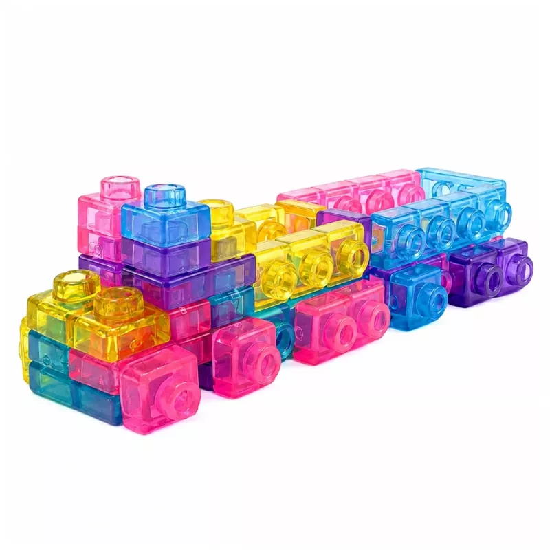 LEAN TOYS Gumijas bloki Elastīga konstrukcija Caurspīdīgi krāsaini 40 gab