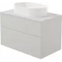 DEANTE pie sienas montējama vannas istabas mēbeļu komplekts ar integrētu granīta izlietni 55x35 cm, spīdīgi balts