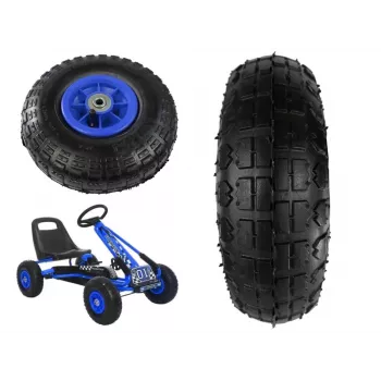 LEAN TOYS Gokarta ritenis A15 zils - 280 mm pneimatiskais rezerves ritenis ar 12 mm urbumu, visurgājēja protektoru, lodīšu gultņiem, Šrādera vārstu, iekļautu iekšējo kameru
