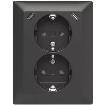 ABB Safety+ USB dubultā kontaktligzda ar 2x USB-C, 15W, ierīkojama, polāri balta 2TKA00006192