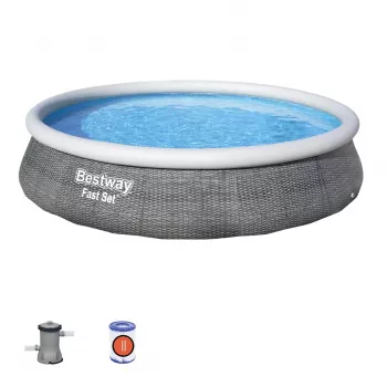 Bestway Fast Set 57376 uz zemes novietojams baseins apaļš 7,340 L pelēks