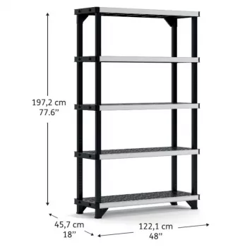 KETER 5 līmeņu plaukts Fused 122.1x45.7x197.2cm melns