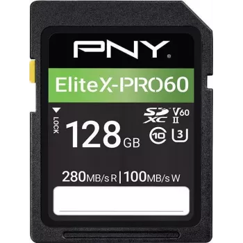 PNY EliteX-PRO60 zibatmiņas atmiņas karte 128GB Video Class V60 UHS-II U3 Class10 MicroSDXC