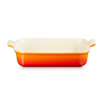 LE CREUSET Taisnstūra cepšanas trauks Heritage keramika 32x24cm / 4L oranžs