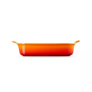 LE CREUSET Taisnstūra cepšanas trauks Heritage keramika 32x24cm / 4L oranžs