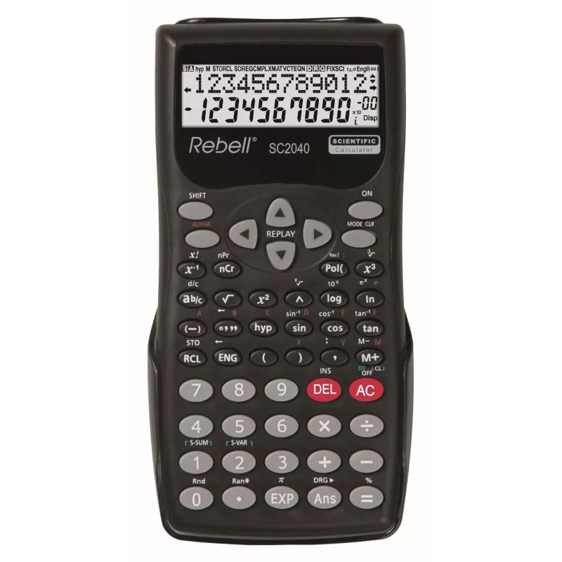 REBELL RE-SC2040 BX zinātniskais kalkulators, 240 funkcijas, 2 rindu LCD, melns