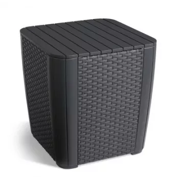 KETER Dārza galds/uzglabāšanas kaste Luzon Flat Wicker, pelēka