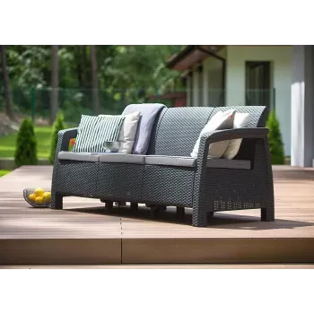 KETER Corfu Love Seat Max trīsvietīgs dārza dīvāns pelēks