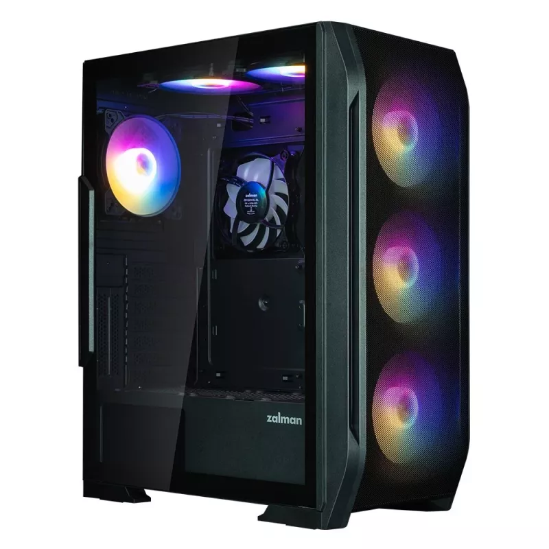 Zalman N7 PLUS V2 ATX Mid Tower datora korpuss, 7 x 120mm ARGB ventilatori, rūdīts stikls, melns