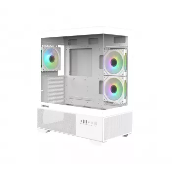 Zalman CHRONIX V2 balts ATX Mid Tower datora korpuss ar 3 x 120mm ARGB ventilatoriem, rūdīta stikla sānu panelis