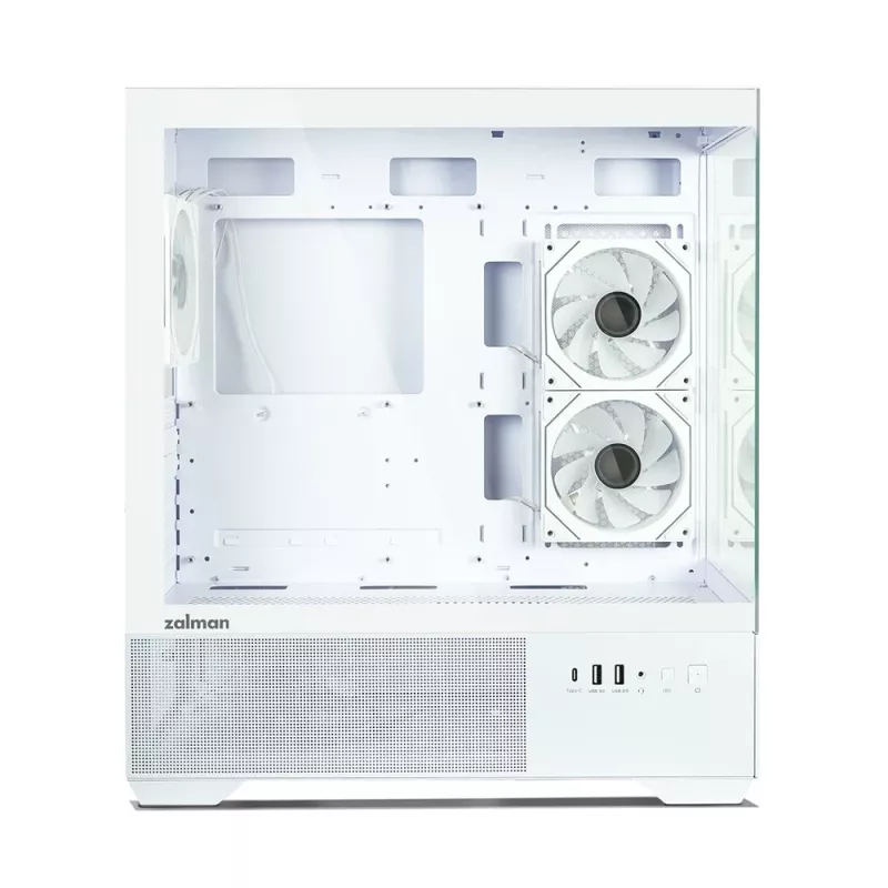Zalman CHRONIX V2 balts ATX Mid Tower datora korpuss ar 3 x 120mm ARGB ventilatoriem, rūdīta stikla sānu panelis