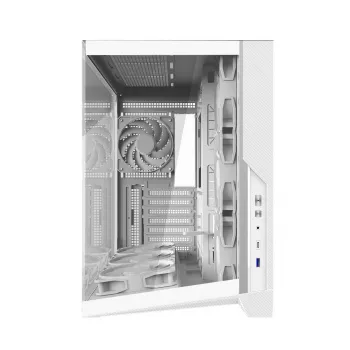 Zalman D40 White ATX vidējā torņa korpuss ar 7 ARGB ventilatori un rūdītu stiklu