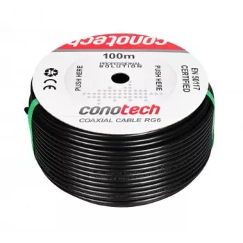 CONOTECH NS-557 koaksiālais kabelis NS113TRI HQ PE ar gēla pildījumu melns 100m