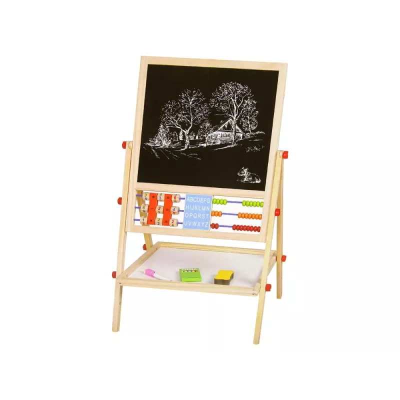 LEAN TOYS koka tāfele 2in1 abakuss ar krītu un pildspalvu