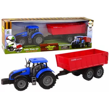 LEAN TOYS Traktors ar piekabi Lauksaimniecības transportlīdzeklis Ferma Zils