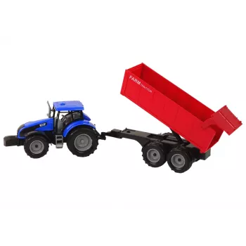 LEAN TOYS Traktors ar piekabi Lauksaimniecības transportlīdzeklis Ferma Zils
