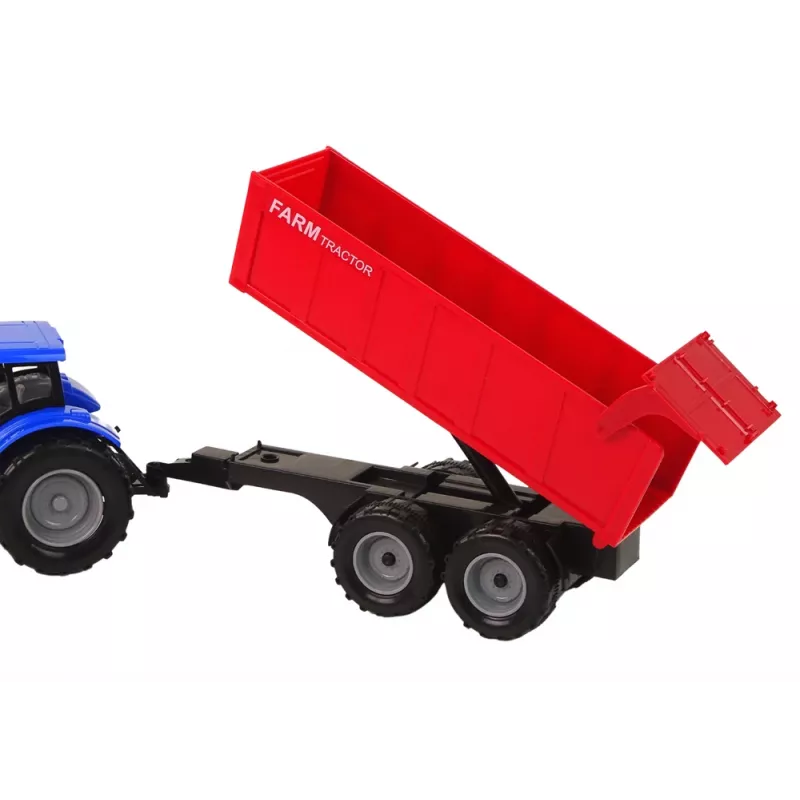 LEAN TOYS Traktors ar piekabi Lauksaimniecības transportlīdzeklis Ferma Zils