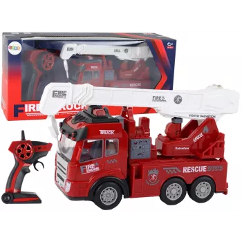 LEAN TOYS ugunsdzēsības departaments ar celtni, tālvadības modelis