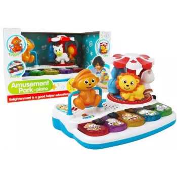 LEAN TOYS krāsainais klavieres ar dzīvnieku bērniem