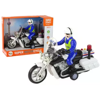 LEAN TOYS Policijas motocikls ar motoru, policijas skaņām, gaismām, policijas auto