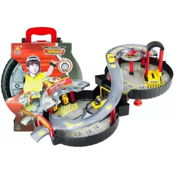 LEAN TOYS Rotaļu autostāvvieta koferis Circle divlīmeņu