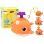 LEAN TOYS Vaļa vannas rotaļlieta 3 uzgaļi oranža