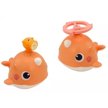 LEAN TOYS Vaļa vannas rotaļlieta 3 uzgaļi oranža