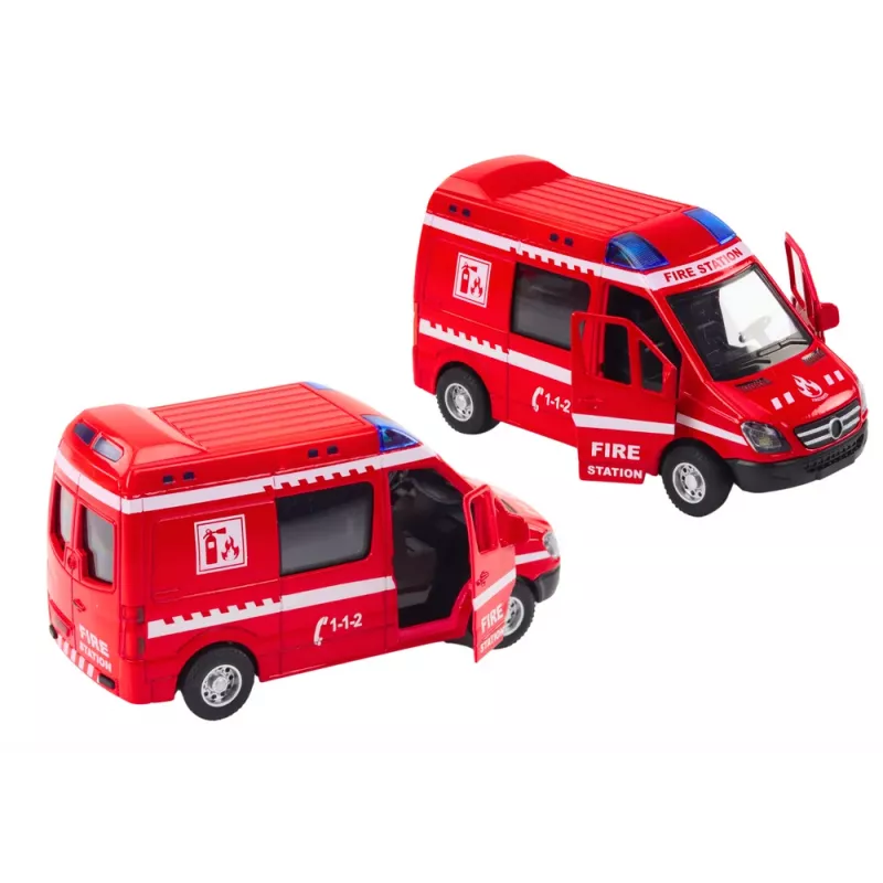 LEAN TOYS ugunsdzēsēju mašīna 1:32 atveramas durvis gaismas skaņas piedziņa sarkana