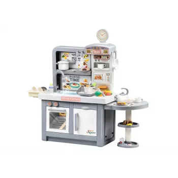 LEAN TOYS Dream Kitchen bērniem ar gaismām, skaņām, tvaika efektu un aksesuāriem, pelēka