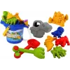 LEAN TOYS Smilšu spaiņa komplekts ar dušu, lāpstiņu, grābekli, veidnēm, dinozauriem