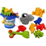 LEAN TOYS Smilšu spaiņa komplekts ar dušu, lāpstiņu, grābekli, veidnēm, dinozauriem