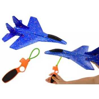 LEAN TOYS putuplasta iznīcinātājs ar zilu katapultu