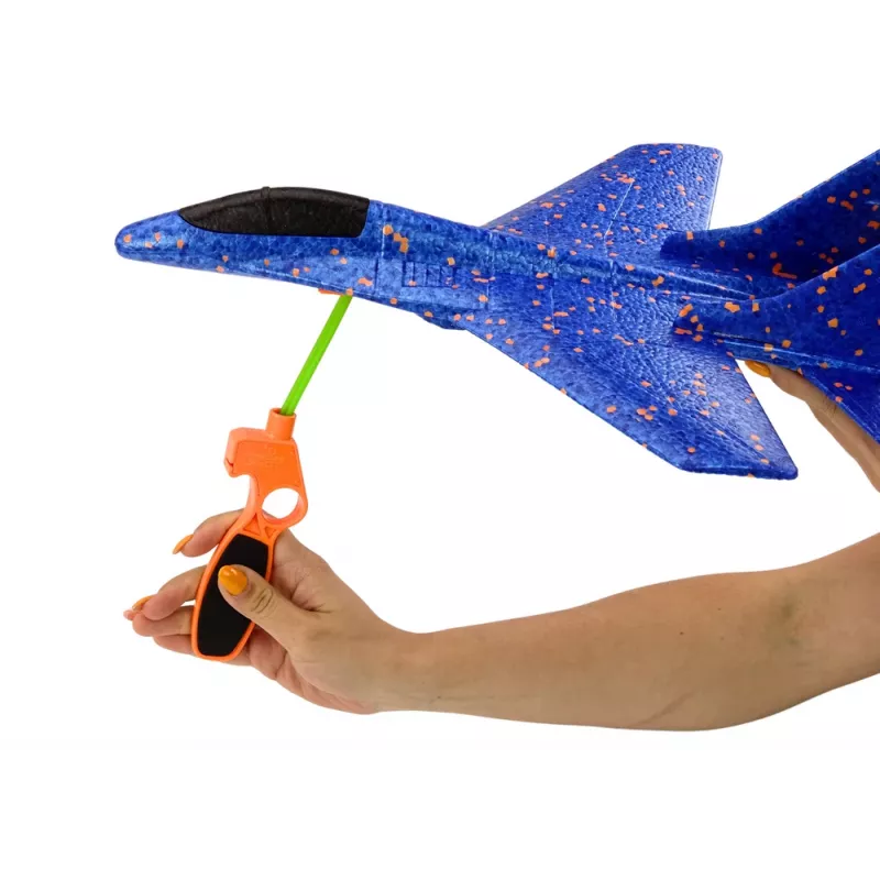 LEAN TOYS putuplasta iznīcinātājs ar zilu katapultu
