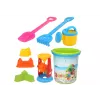 LEAN TOYS Smilšu rotaļlietu komplekts, spainis, smilšu dzirnaviņas, lejkanna, krāsainas veidnes