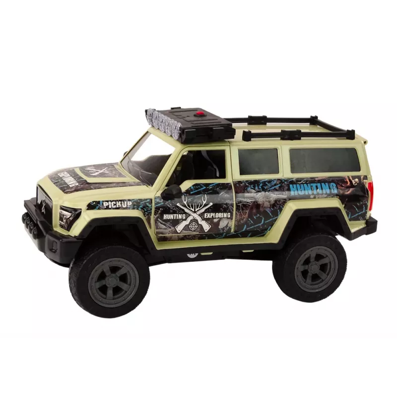 LEAN TOYS bezceļa medību auto Hunter Bear ar gaismām un skaņām, bēšā krāsā