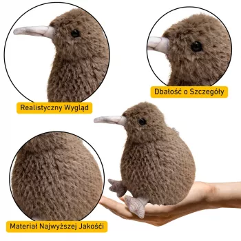 LEAN TOYS Plīša kivi putns Plīša rotaļlieta Maskots Mīkstā rotaļlieta Tumši brūns 25cm