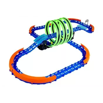 LEAN TOYS sacīkšu trase, kas spīd tumsā, ar cilpām un tālvadības automašīnu